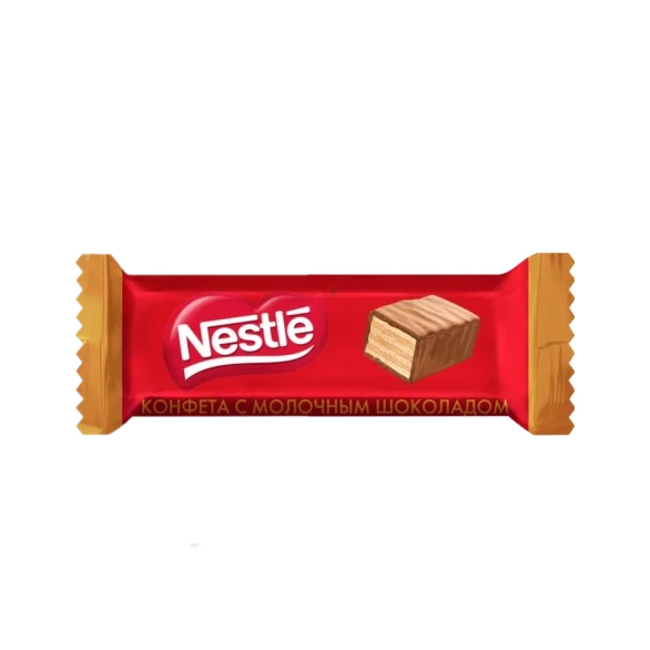 Nestle. Конфета с вафлей и молочным шоколадом Nestle. Конфета с вафлей и молочным шоколадом